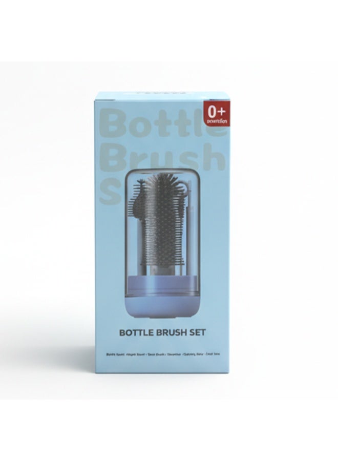 طقم فرشاة تنظيف زجاجات الرضاعة المحمول للسفر مع كوب تخزين، فرش من السيليكون والبلاستيك ABS، مقبض قابل للتمديد، فرشاة للحلمة، موزع صابون، تصميم صغير الحجم وصحي - متعدد الألوان - Image 3